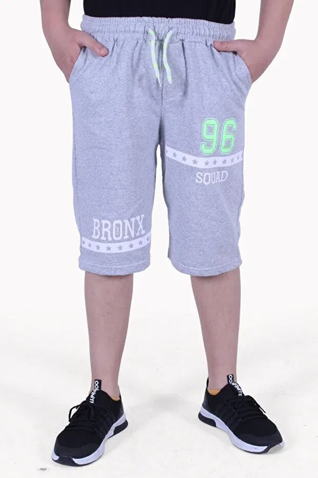 Детские шорты для мальчиков с принтом 3-Piece boy's wide leg capri with phosphor color detail Fyk Kids, Anthracite-Black-Grey — фото 4