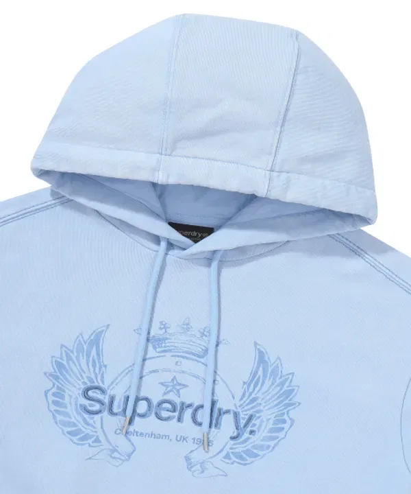 Худи с капюшоном, винтажное, утепленное, Superdry, голубой — фото 4