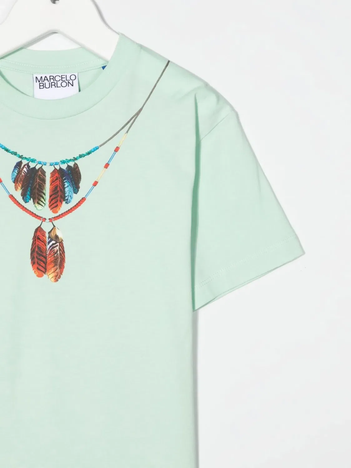 Хлопковая футболка с принтом 'Necklace' Marcelo Burlon County of Milan, зеленый — фото 2