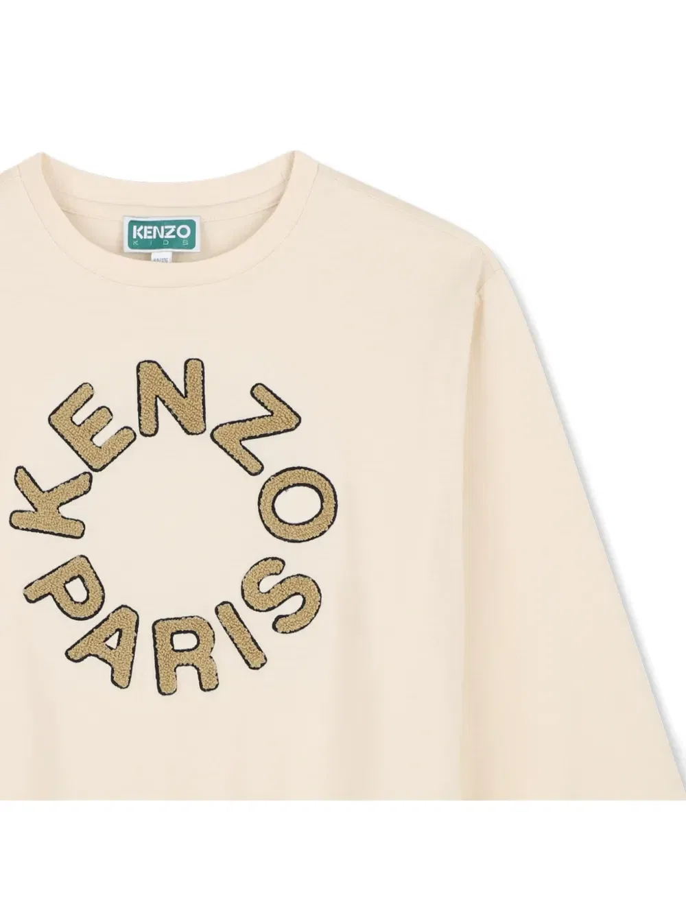 Футболка с вышитым логотипом Kenzo Kids, бежевый — фото 3
