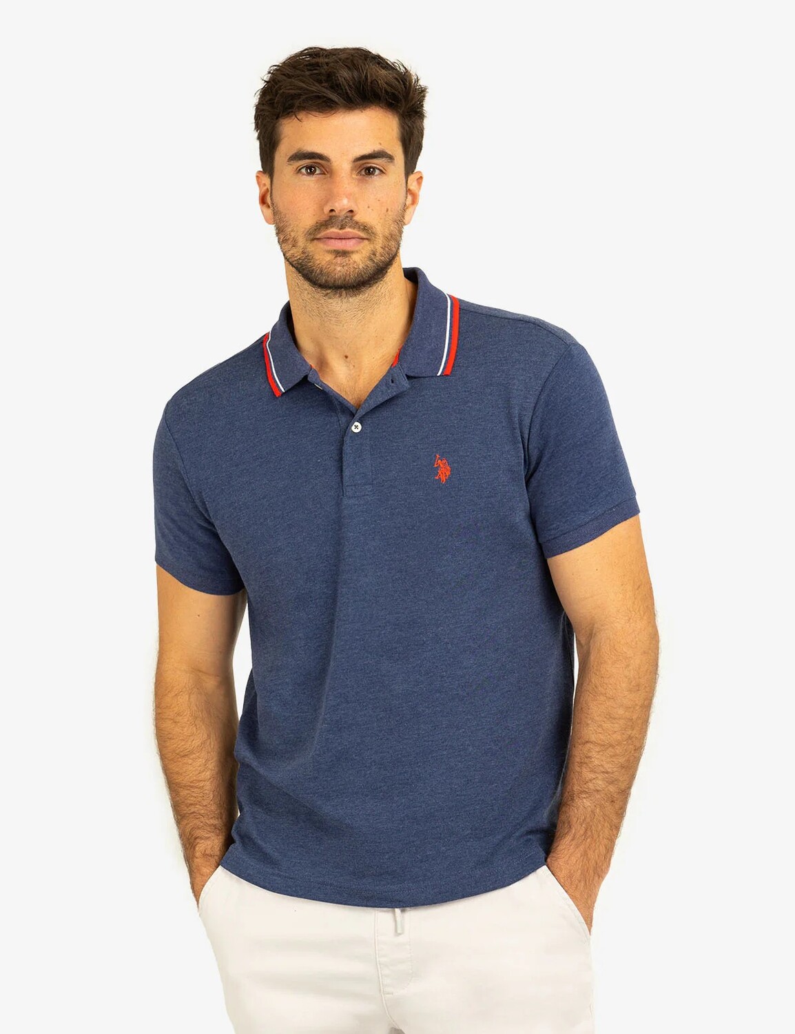 

Футболка поло U.S. Polo Assn. Slim Fit Tipped Interlock, синий