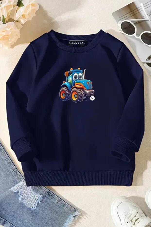 Детская толстовка с принтом для мальчиков Tractor Sweetline, White