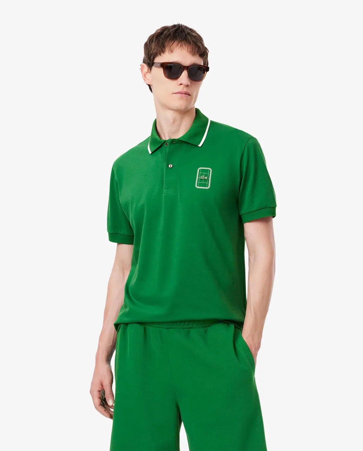 Поло мужское Lacoste с принтом, Verde