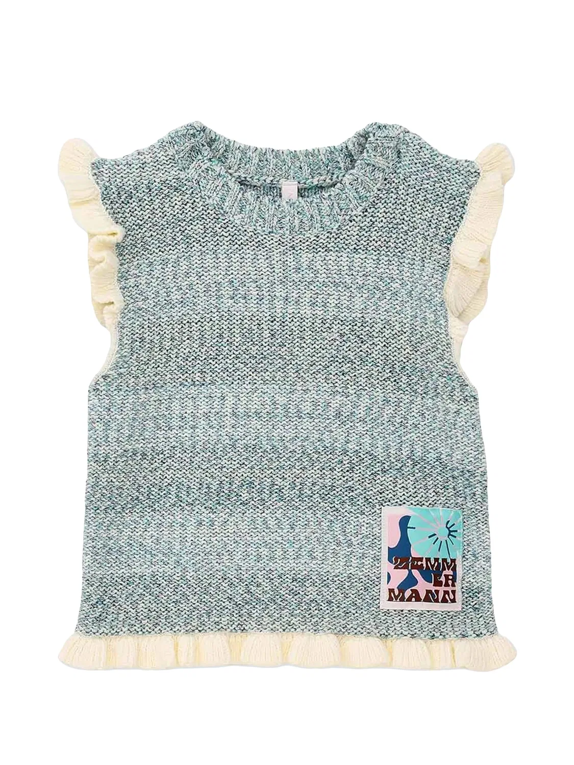 Трикотажный топ с оборками Zimmermann Kids, синий