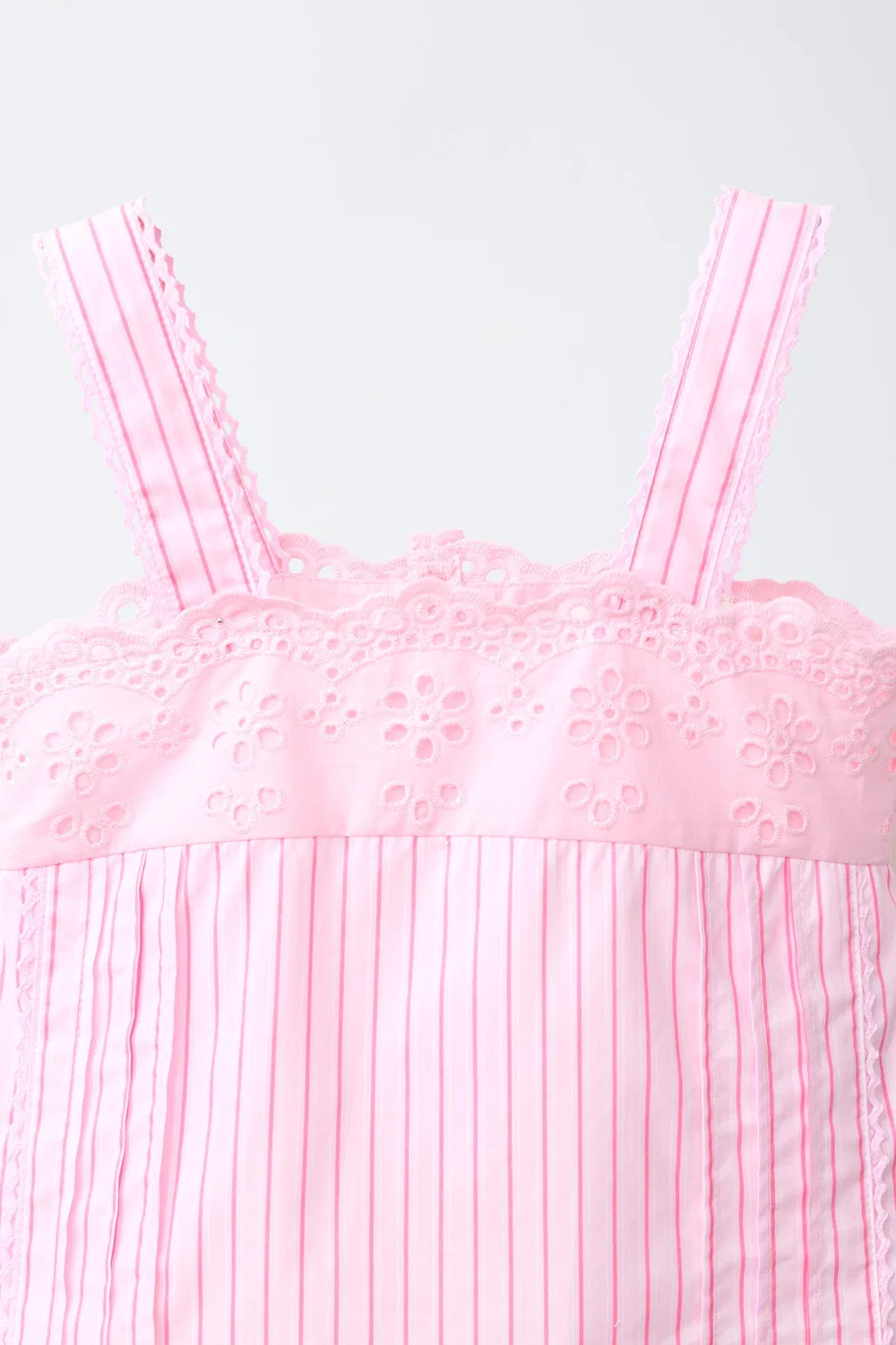 Топ с полосатой вышивкой «шиффли» ZARA, Neon Pink — фото 3