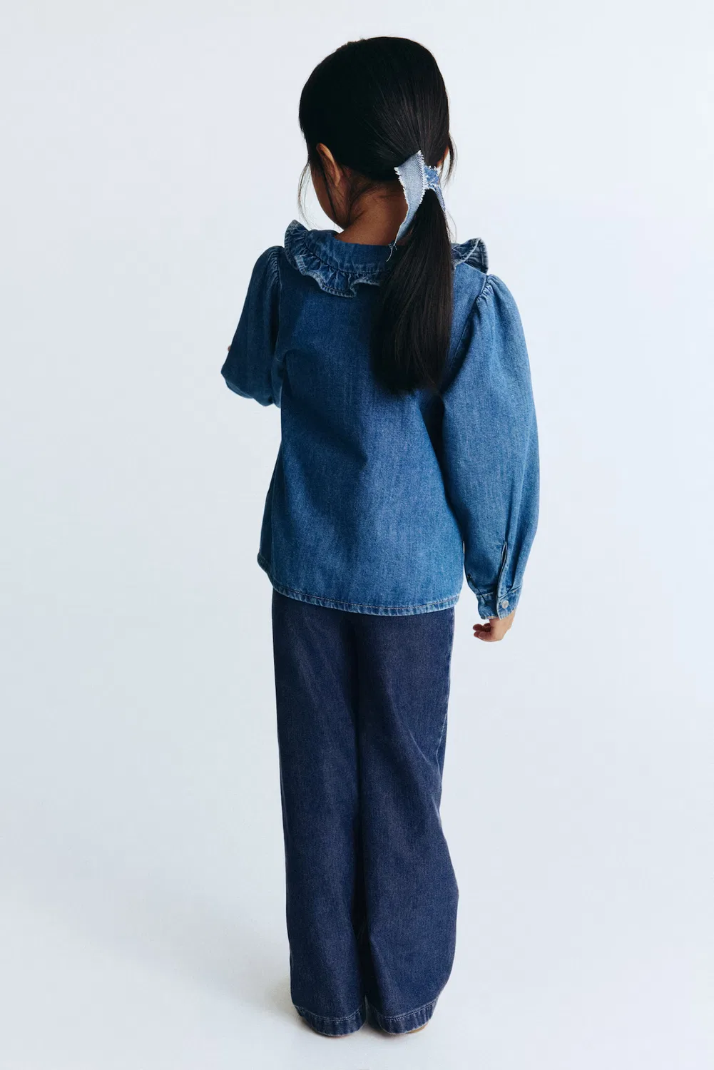 Широкие брюки в джинсовом стиле H&M, Dunkles Denimblau — фото 3