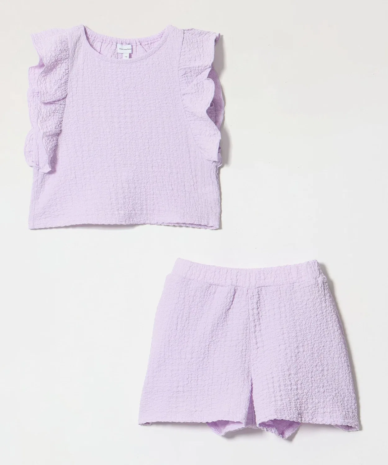 Детский комплект из топа и шорт с рюшами, модель Pukupuku Frill, green label relaxing, Лилак