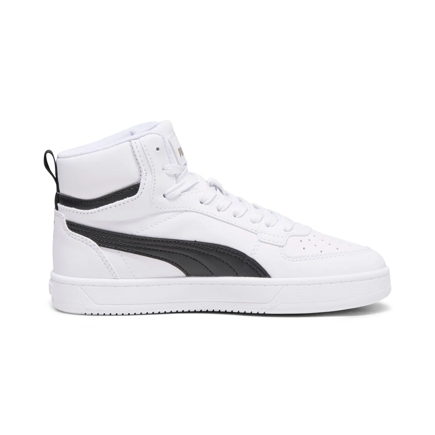 Детские кроссовки высокие с ретро-дизайном Puma, White/Black/Gold — фото 3