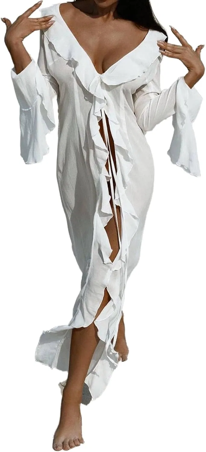Женский открытый кимоно с длинным рукавом, White