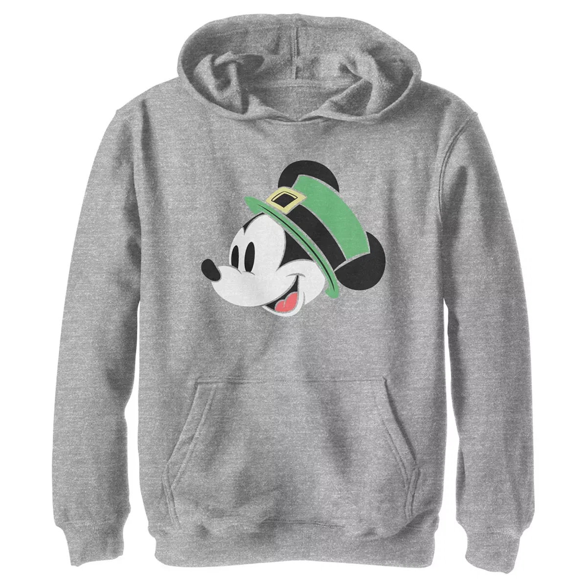 Детский худи с принтом Mickey With Irish Hat Mickey Mouse & Friends, Athletic Heather
