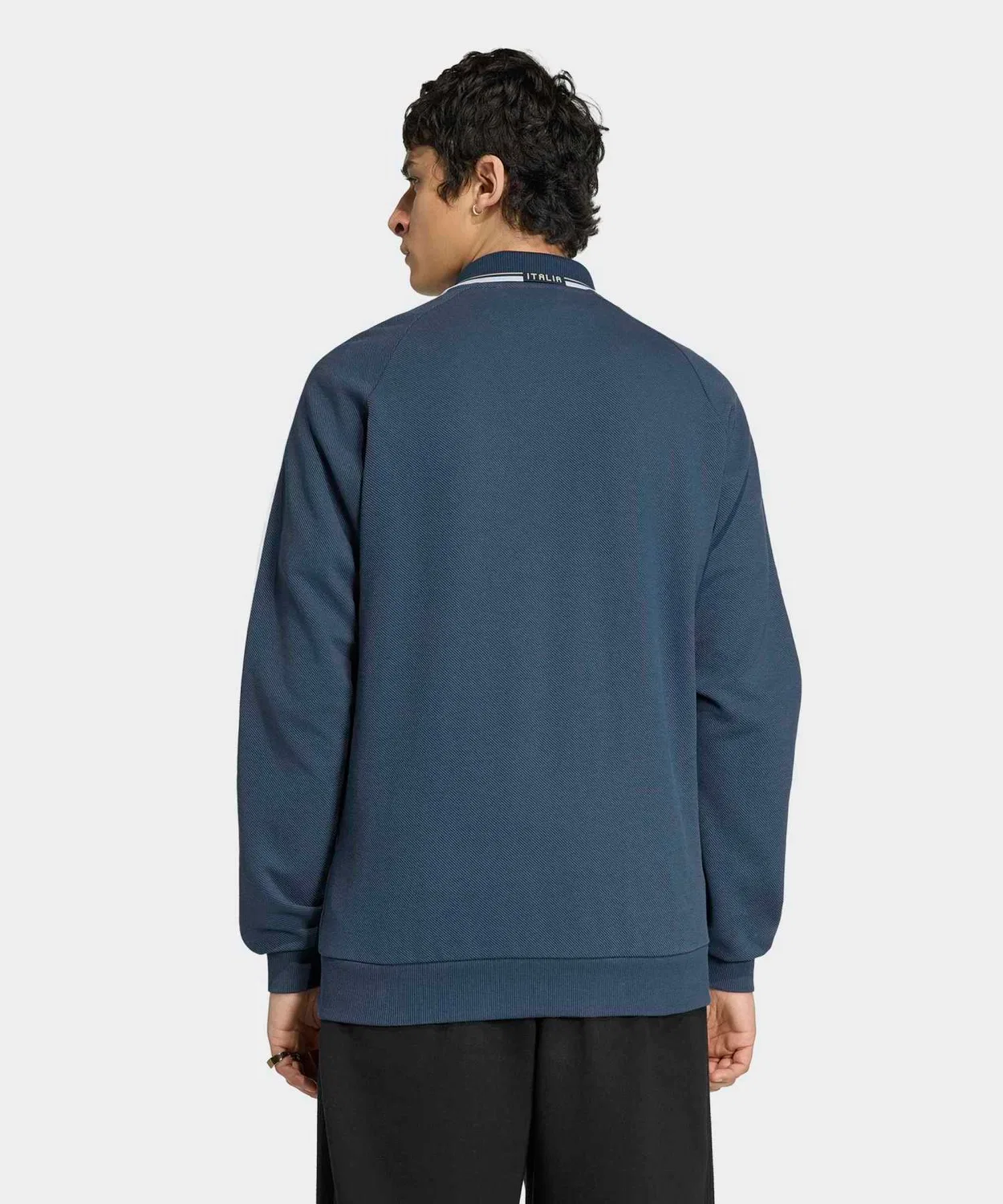Мужская куртка-джерси с воротником, с длинным рукавом Италия Adidas, Blue — фото 3
