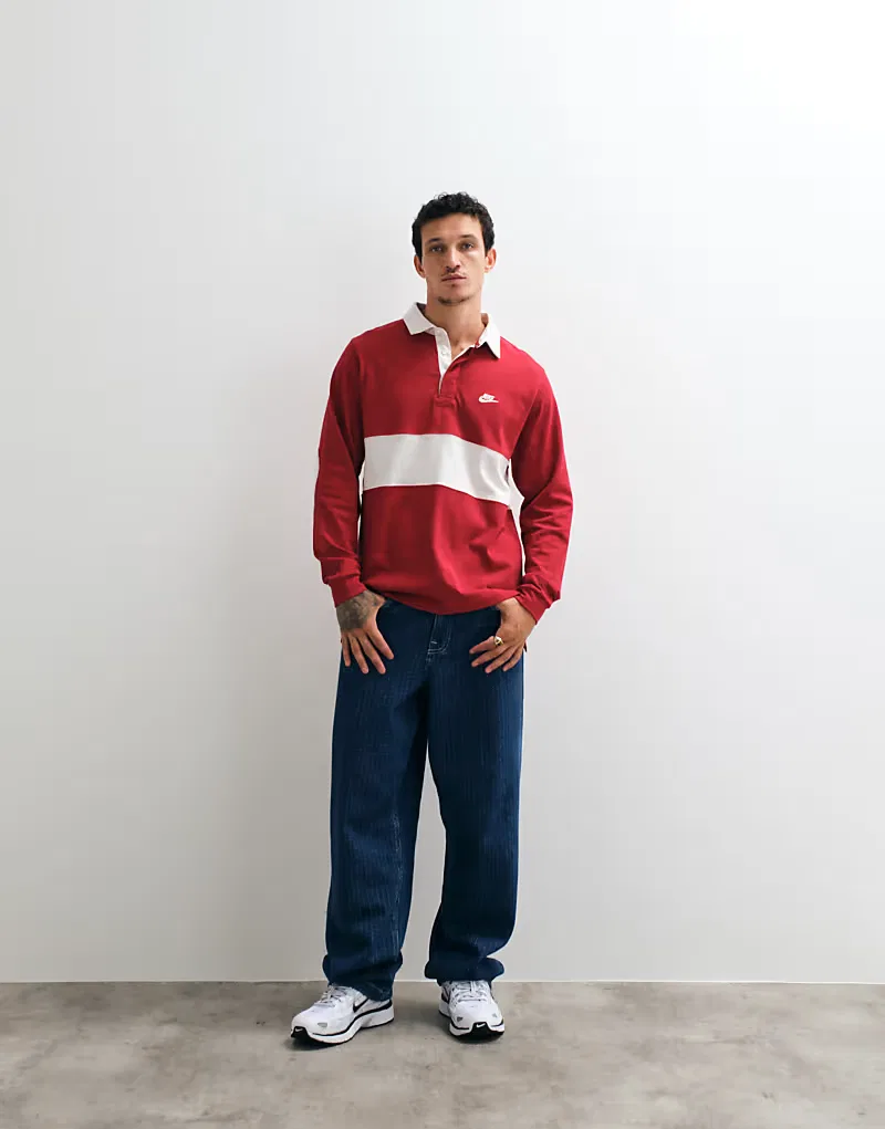 Регбийная футболка Nike Club красно-белого — фото 2