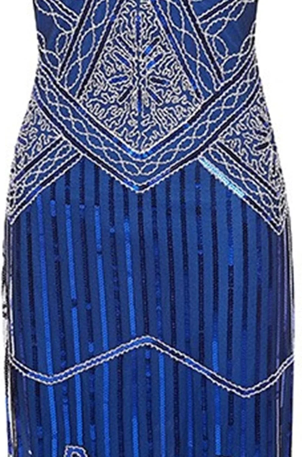 Женское платье для коктейля с бахромой, 1950s Vintage Sequin Tassel, синий — фото 2