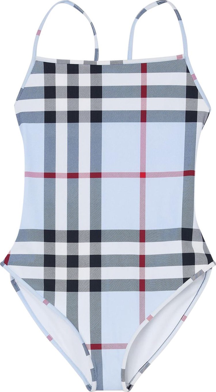 Купальник Burberry Check Stretch Nylon Swimsuit 'Pale Blue', синий - фото