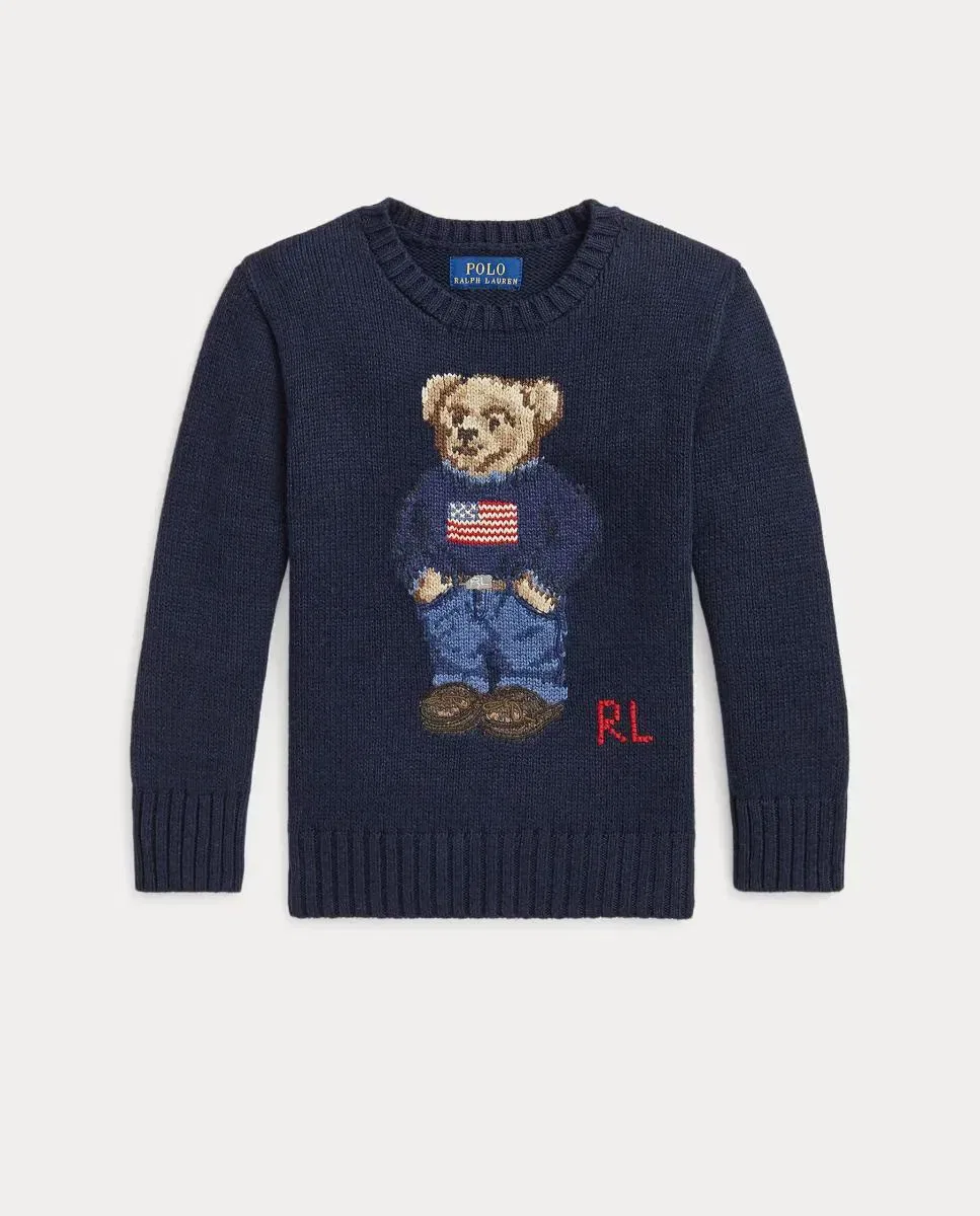 Детский джемпер с принтом Polo Bear Polo Ralph Lauren, Dark Blue — фото 4