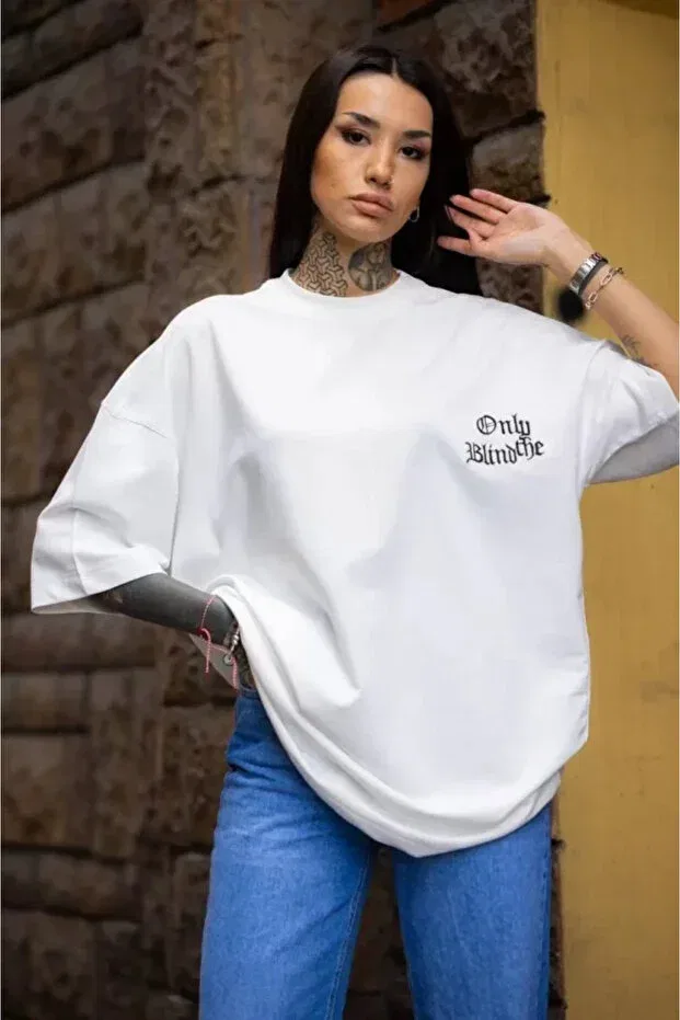 Детская футболка с принтом Unisex crew neck printed oversize t-shirt Generic Brands, White
