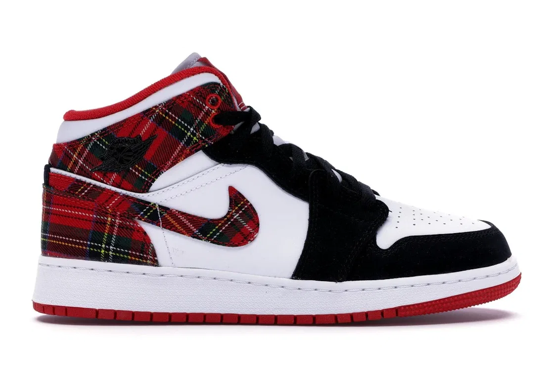 Детские кроссовки с принтом Jordan 1 Mid Jordan, Habanero Red/Black-White
