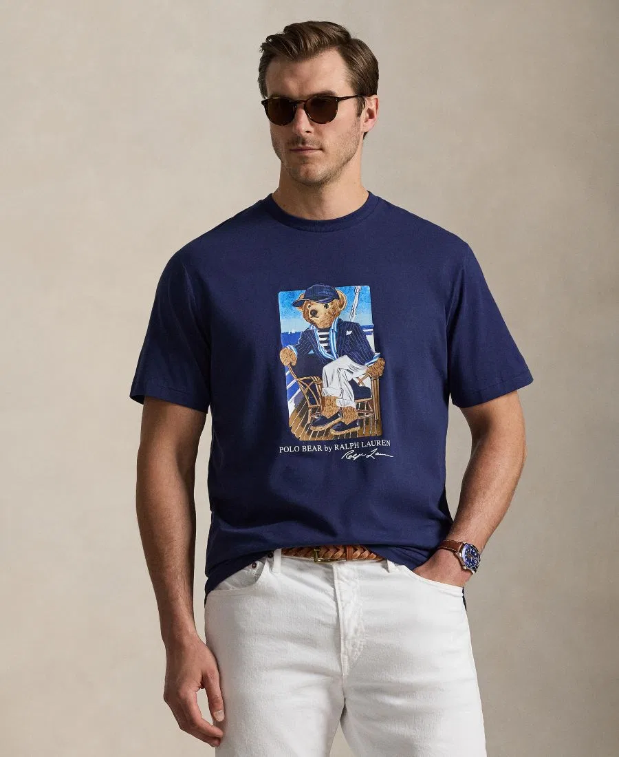 Футболка классического кроя с вышитым медведем Polo Ralph Lauren, Newport Bear Newport Navy