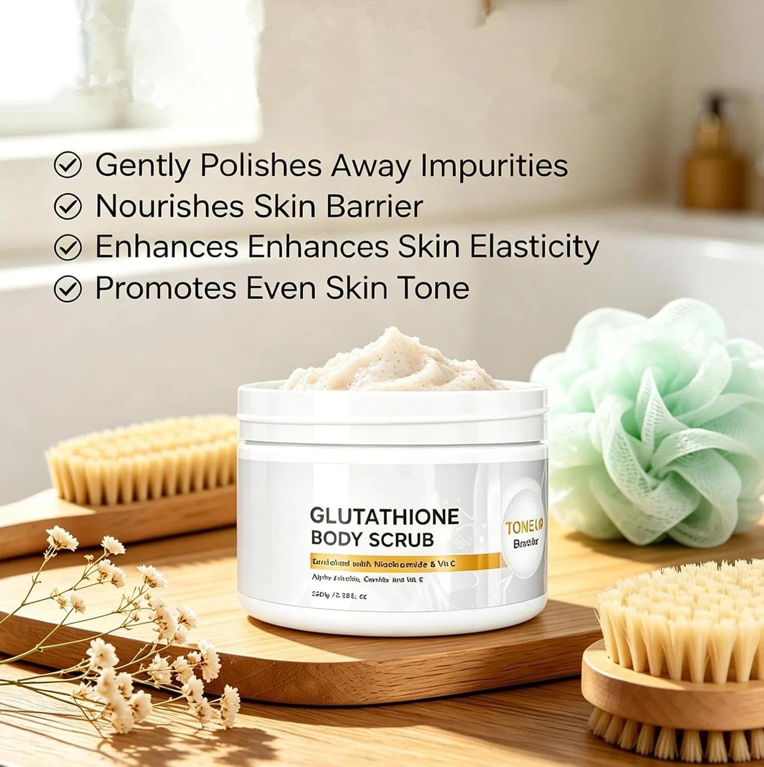 Скраб для тела Glutathione Body Scrub & Tone Up Booster, Rosehip & Sea Salt, Hydrating Exfoliating Scrub, Gentle Moisturizing Skin Care for Smooth & Radiant Look, 250 г, 2pcs Generisch — фото 2