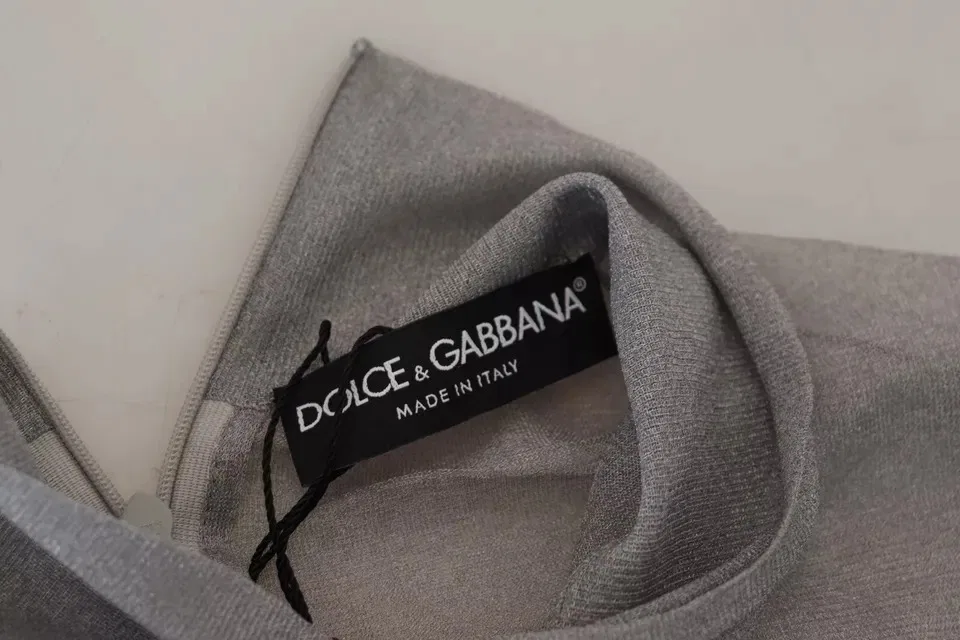 Женский пуловер с воротником-голф See Through Turtleneck Pullover Sweater Dolce & Gabbana, серый — фото 3