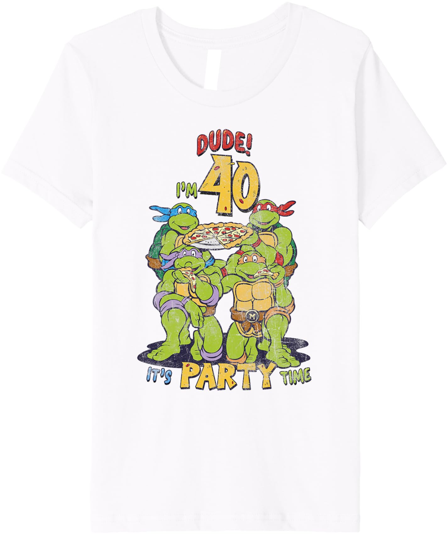 

Футболка для подростков Teenage Mutant Ninja Turtles 40th Birthday Pizza Party Premium, белый