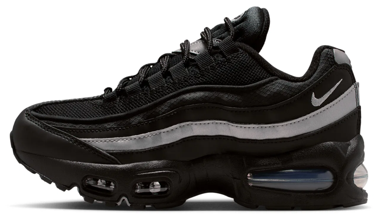 Кроссовки для девочек Air Max 95 Nike, цвет Black/Metallic Silver/White — фото 2