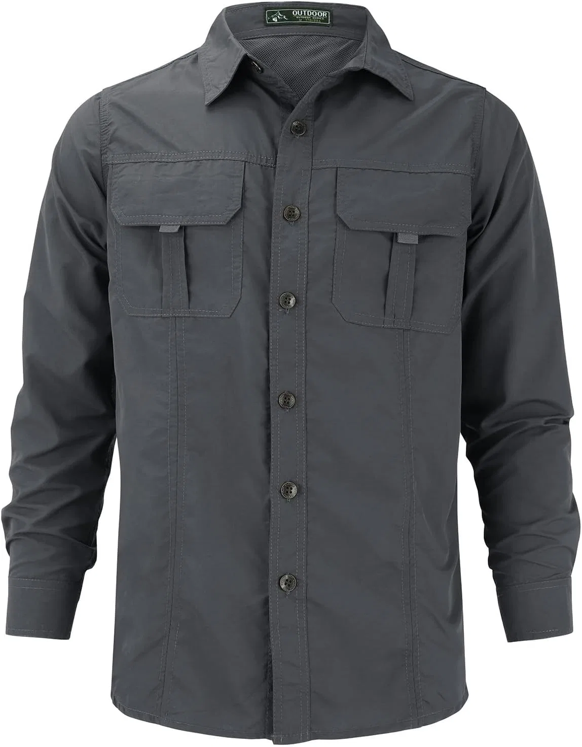 Мужская рубашка с длинным рукавом, Cargo Work Shirts, серый
