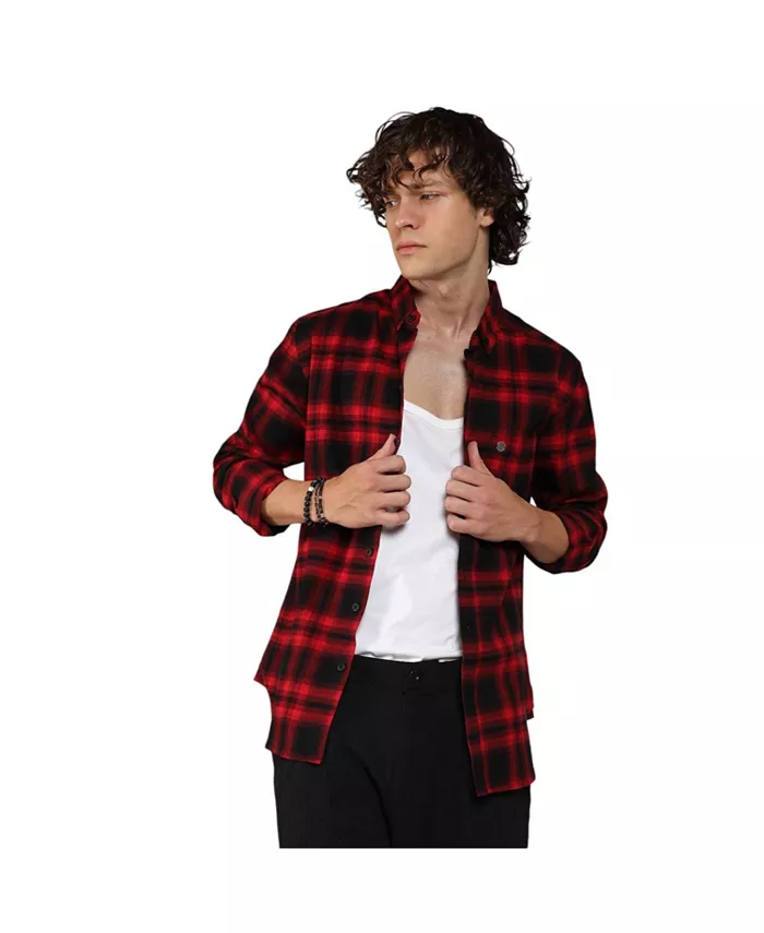 

Мужская рубашка в клетку Buffalo из замши, цвет "Midnight Black & Scarlet Red" Campus Sutra, черный