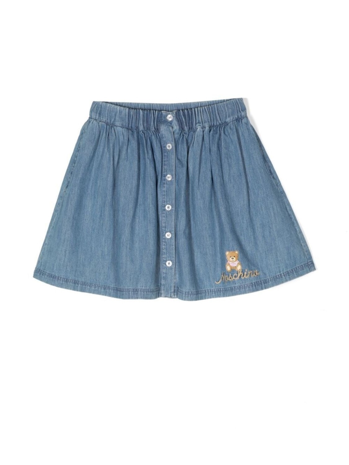 

Джинсовая юбка с вышитым логотипом Moschino Kids, синий