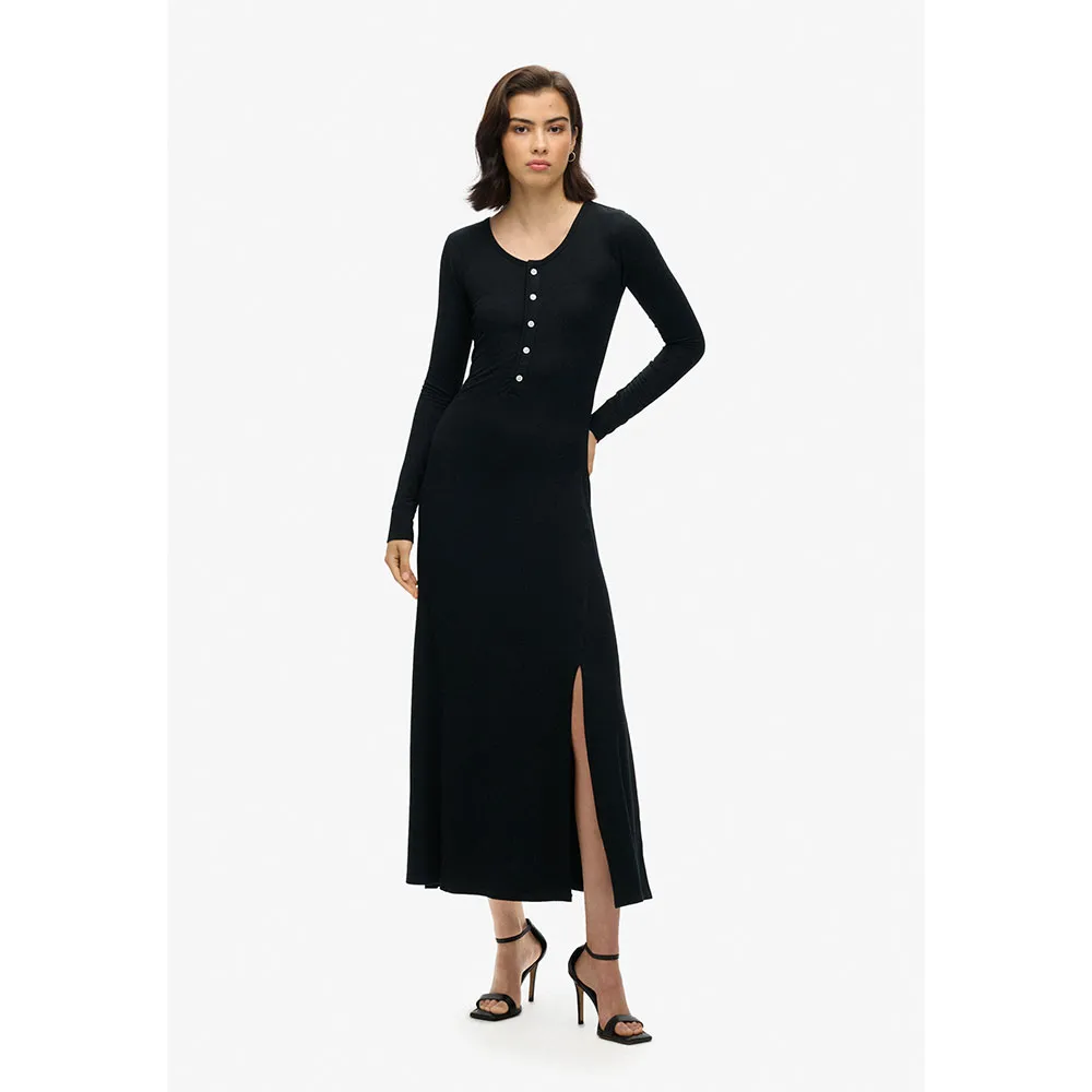 

Платье Superdry Henley long sleeve midi, черный