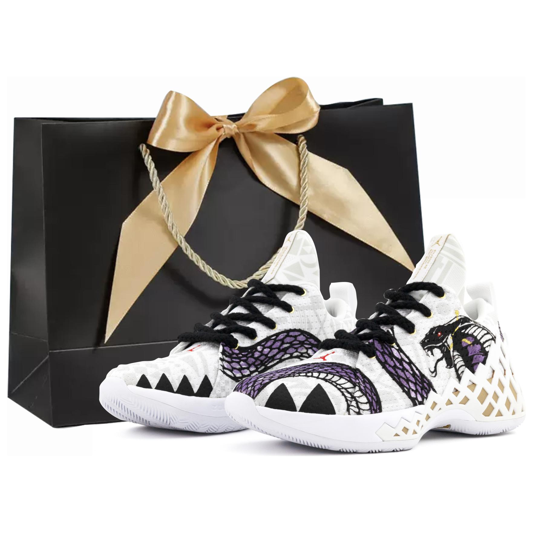 

Jordan Мужские баскетбольные кроссовки Jumpman Diamond Cushioned Slip-Resistant Low-Top белые золотые