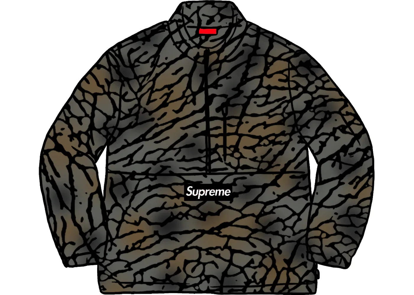 Мужской пуловер на половину молнии с камуфляжным принтом Supreme Polartec Half Zip Pullover, цвет Olive Treebark Camo