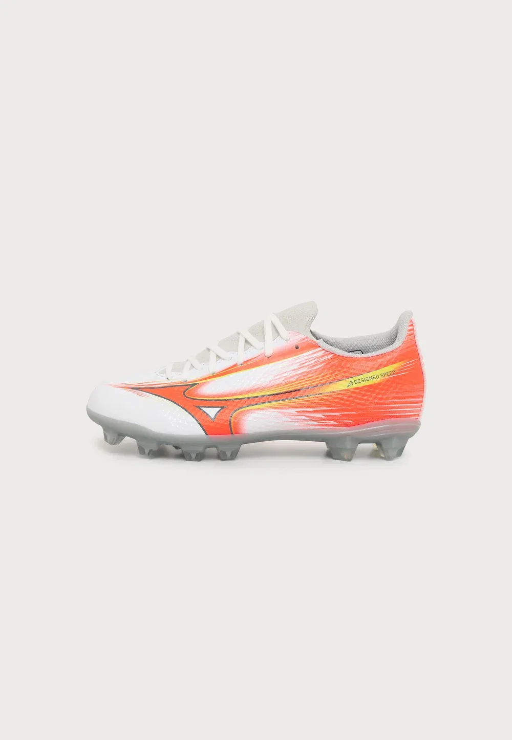 Футбольные бутсы Alpha Select унисекс для твердого грунта Mizuno, White/Lava Orange/Evening Primrose