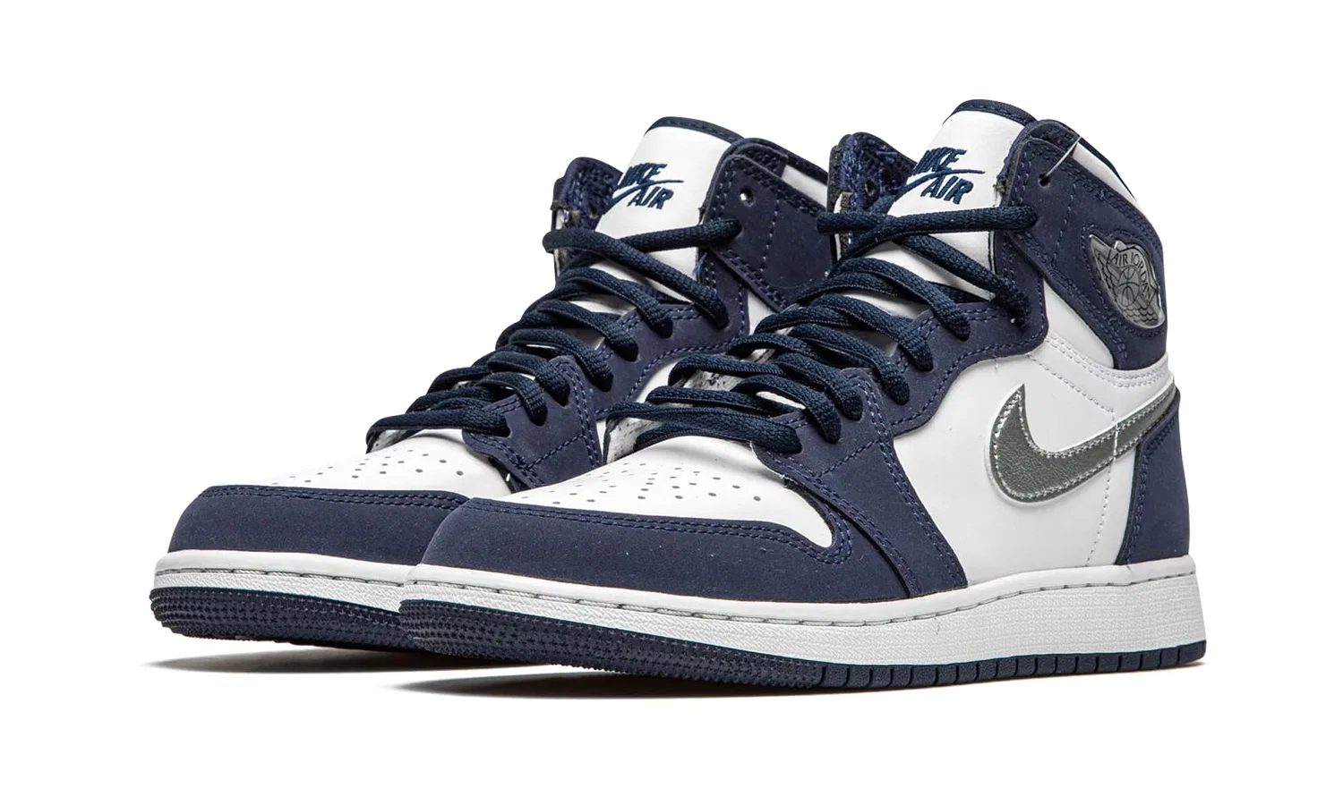 Детские кроссовки с принтом Air Jordan 1 Retro High Co.Jp GS Midnight Navy Jordan, White Pink Foam Gym Red — фото 2