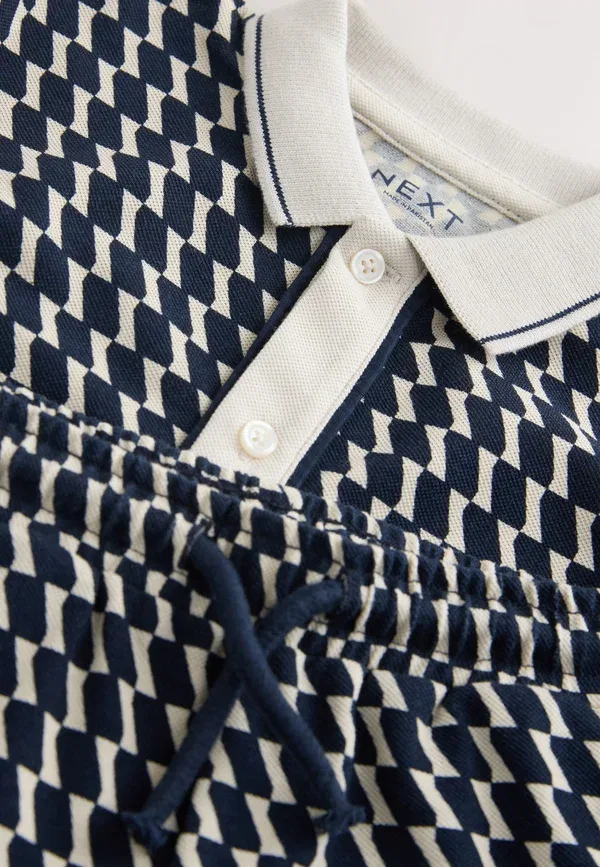 Комплект из рубашки и шорт, хлопок, Regular fit - short sleeve shirt and shorts set, Next, темно-синий check — фото 2