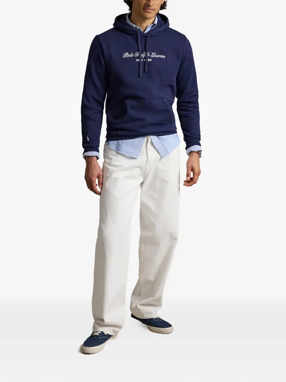 Худи с кулиской и вышитым логотипом Polo Ralph Lauren, синий — фото 2