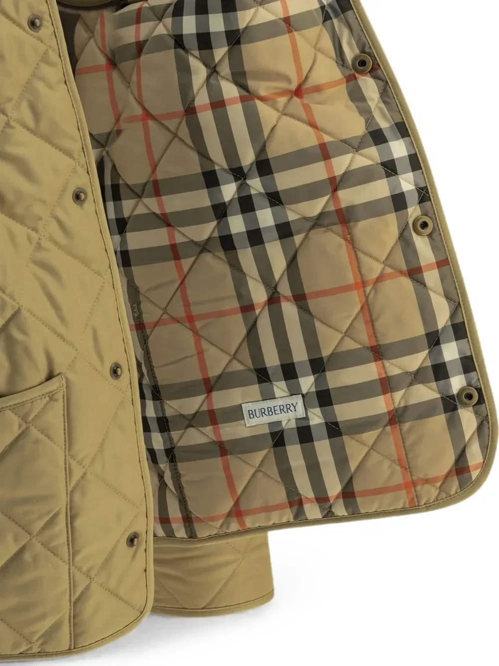 Стеганая куртка-баранья шкура Burberry Kids, бежевый — фото 4