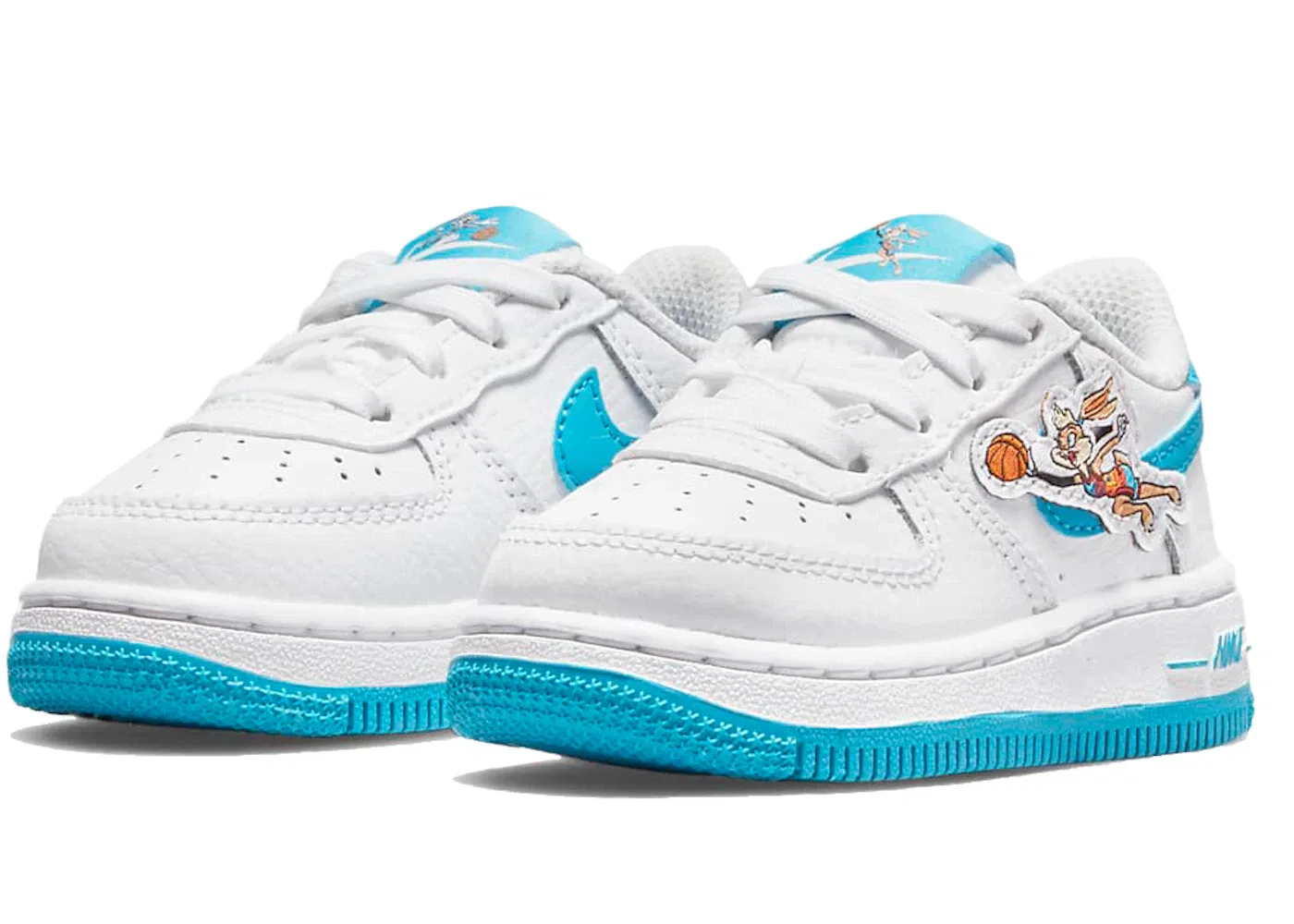 Детские кроссовки с принтом Nike Air Force 1 Low Hare Space Jam TD Nike, White/Light Blue Fury-White