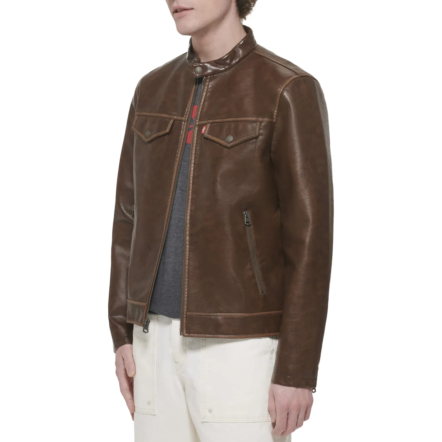 Мужская куртка из искусственной кожи Trucker Racer Levi's, Saddle — фото 3