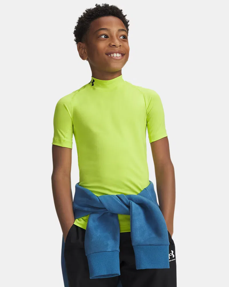 Футболка с коротким рукавом и высоким воротом HeatGear Mock UnderArmour, Green Citrine/Black