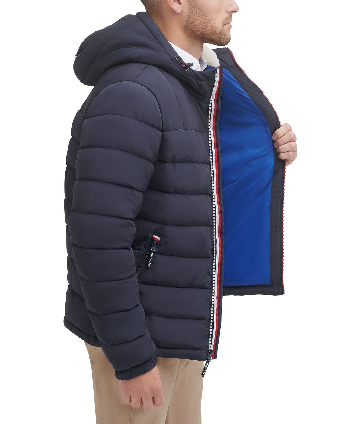 Мужская стеганая куртка-пуховик с капюшоном на подкладке из шерпы Tommy Hilfiger — фото 4