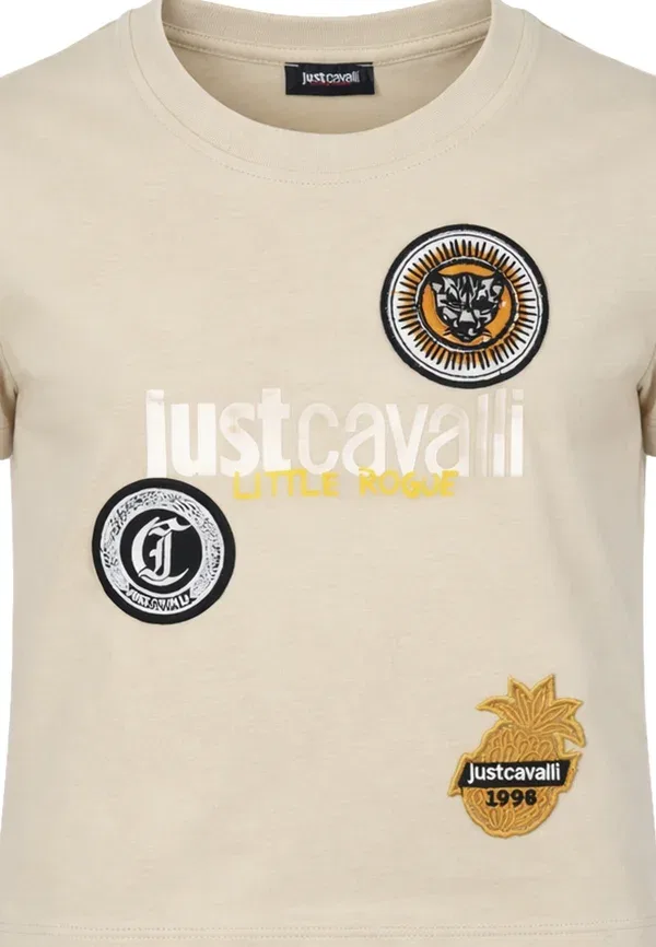 Нашивка - футболка с принтом Just Cavalli, бежевый — фото 3