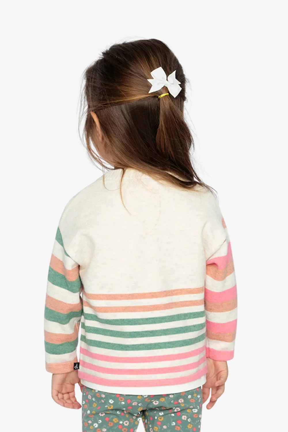 Детский свитер с длинным рукавом с аппликацией кота Knitted Stripe Sweater Deux par Deux, Off-White — фото 4