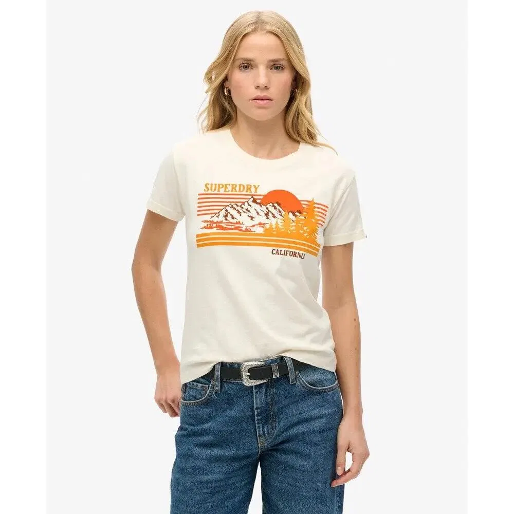 Женская облегающая полосатая футболка Superdry, Weiß — фото 3