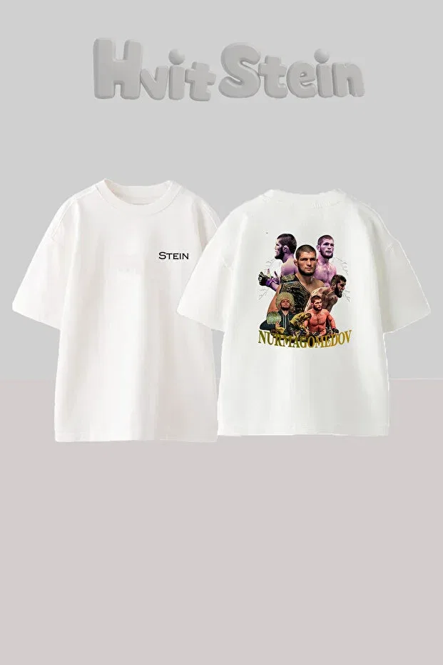 Детское для мальчиков футболка с принтом Khabib Nurmagomedov Design Hvit Stein, White