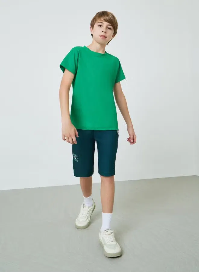 Футболка спортивная хлопковая подростковая модель Teens cotton sports jersey athleisure Styli, зеленый — фото 2