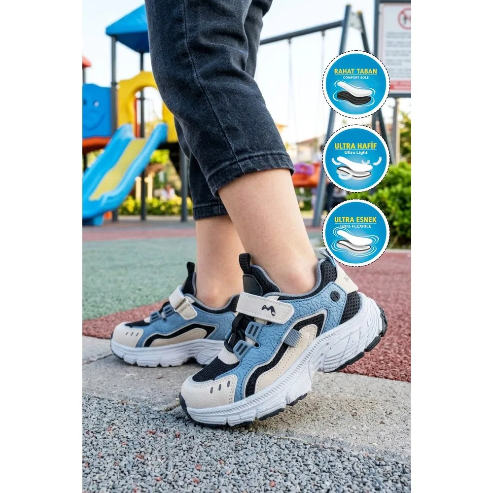 Детские спортивные кроссовки для мальчиков на липучках Bej Siyah Marco Kids — фото 3