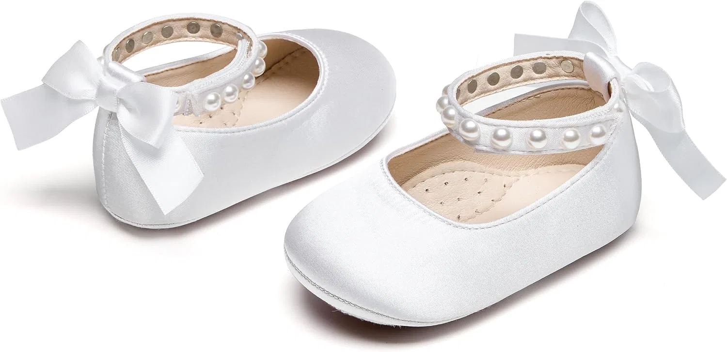 Детские туфли Мэри Джейн для девочек PHIRAMIN, Satin White — фото 2