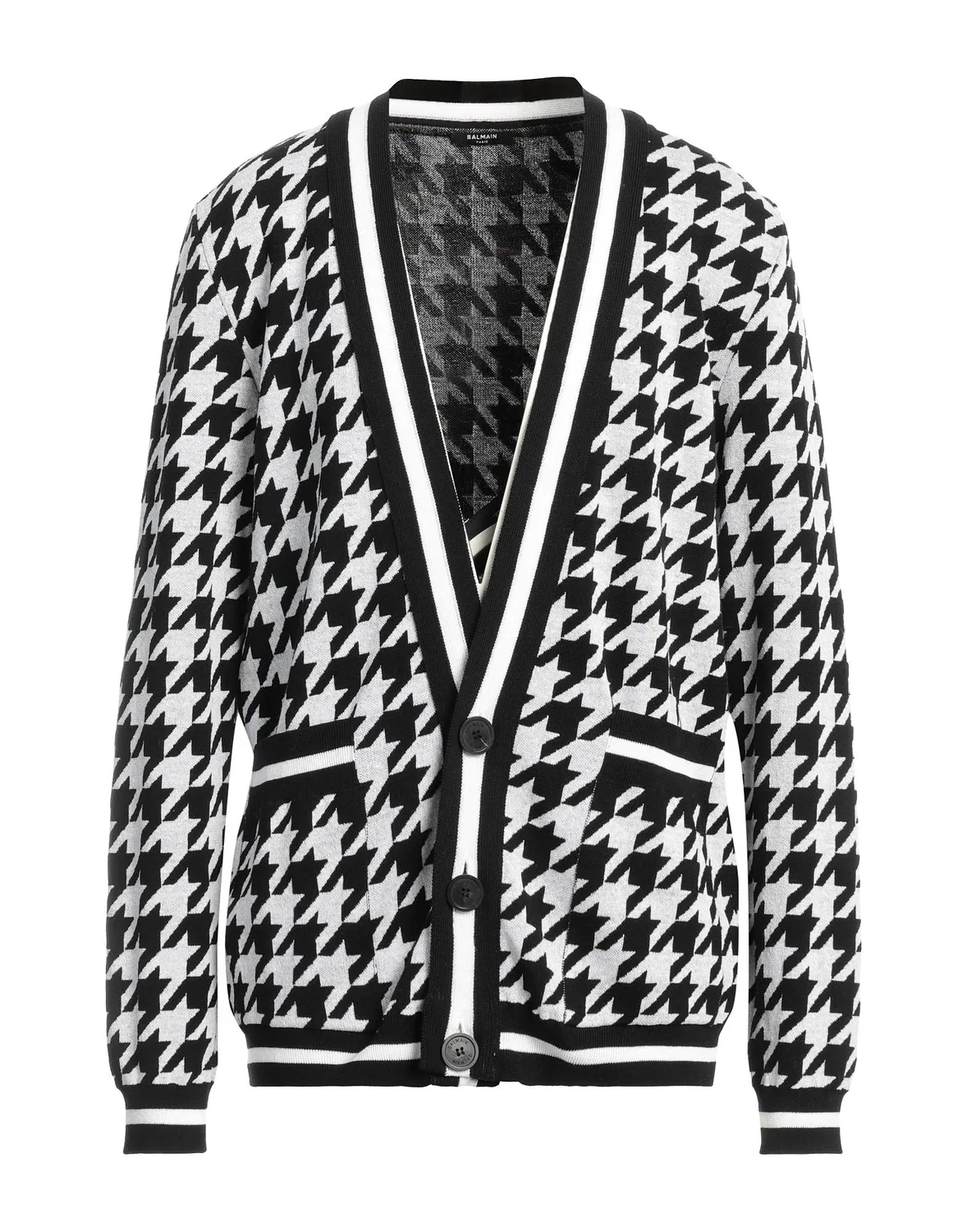 Мужской кардиган с принтом "гусиная лапка" Balmain, черный