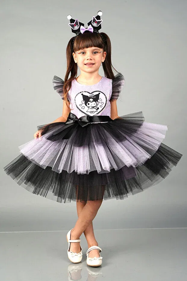 Детское платье для девочек с пайетками Kuromi Crowned Birthday Party Evening Dress Mixie, Multicolor